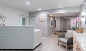 Edgartown Hotel Amenity Room with White Desk and Gray Chair